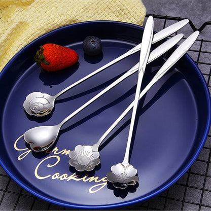 4Pcs/Set Mixing Spoons Small Flower