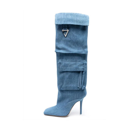 Denim Knee Boots