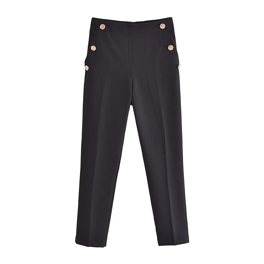 Pants With Metallic Button