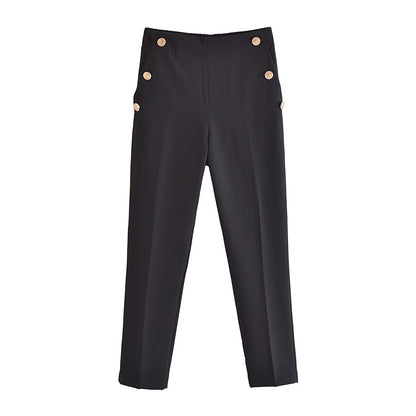 Pants With Metallic Button