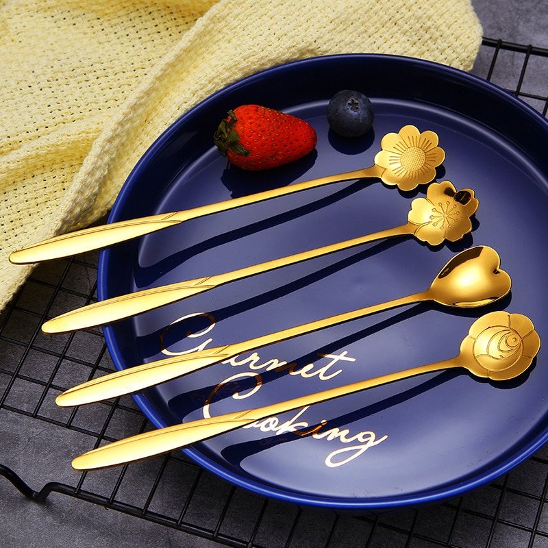 4Pcs/Set Mixing Spoons Small Flower