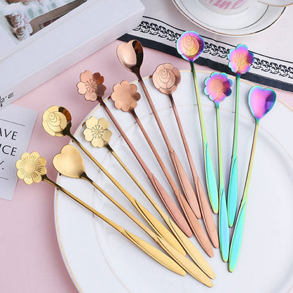 4Pcs/Set Mixing Spoons Small Flower