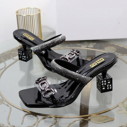 Alien heel high heels wearing sandals