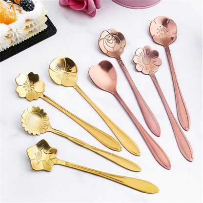 8Pcs Flower Spoon Set Small Teaspoon