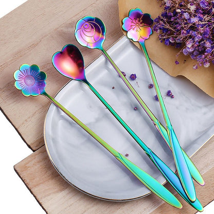 4Pcs/Set Mixing Spoons Small Flower