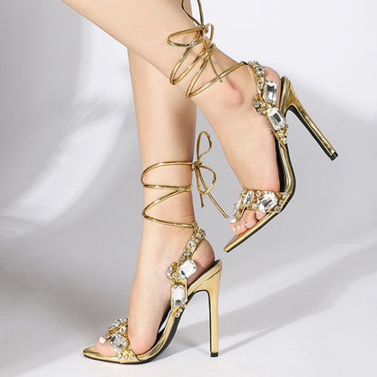 Sexy Ankle Strap Golded Sandals Women