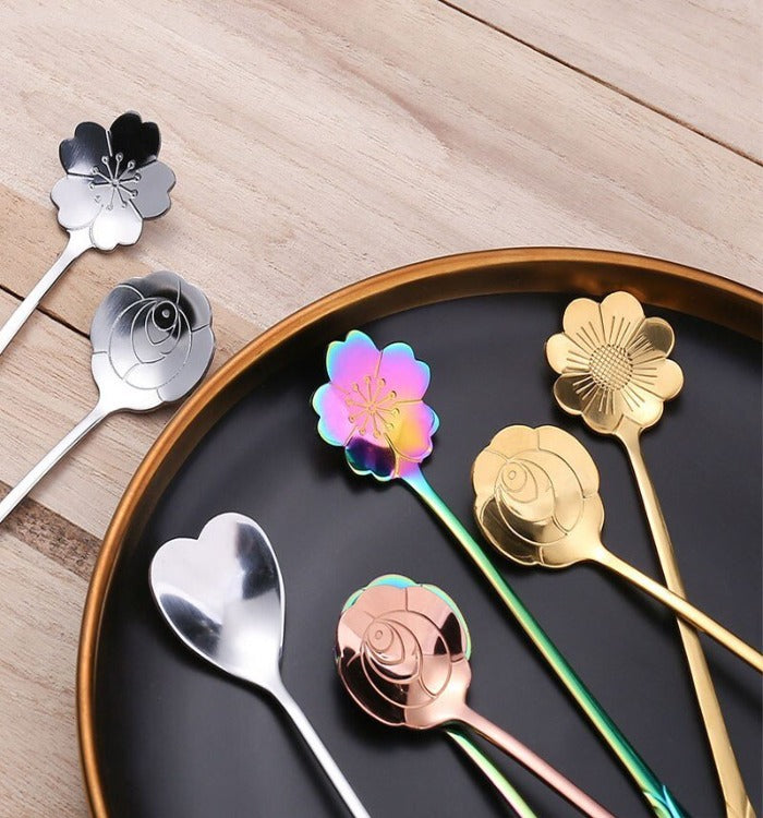 4Pcs/Set Mixing Spoons Small Flower